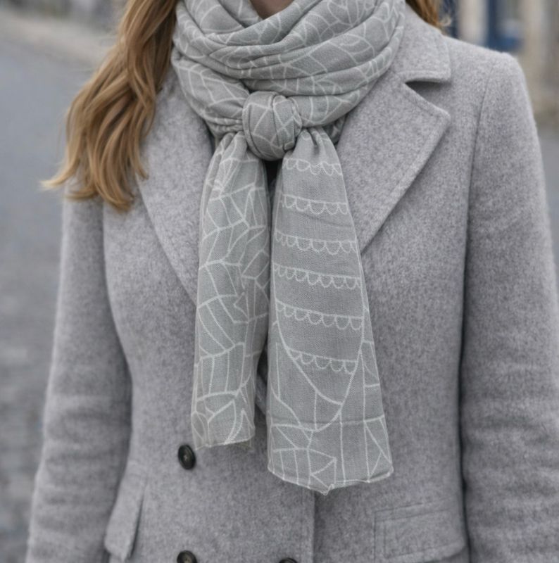 SCARF OF THE MONTH - Grey Leaf
