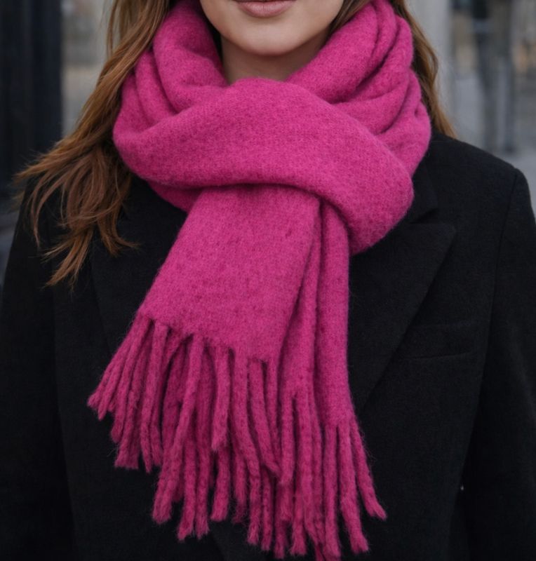 Chunky Plain Scarf - Pink