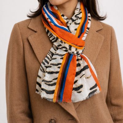 Tiger Print Scarf With Orange Tiger Print Scarf With Orange