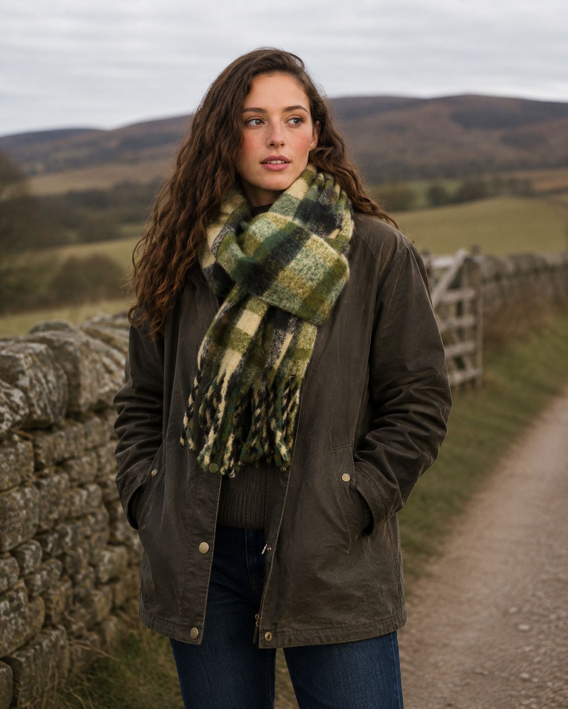 Green Check Chunky Scarf Green Check Chunky Scarf