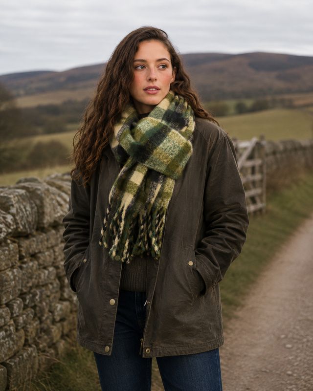 Green Check Chunky Scarf Green Check Chunky Scarf