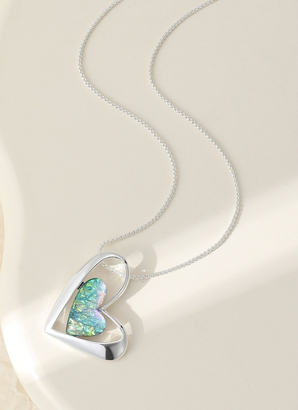Blue/ Green Contemporary Heart Pendant