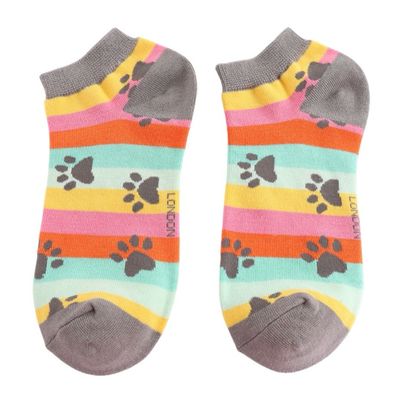 Paw Print Rainbow Stripe Trainer Socks Paw Print Rainbow Stripe Trainer Socks