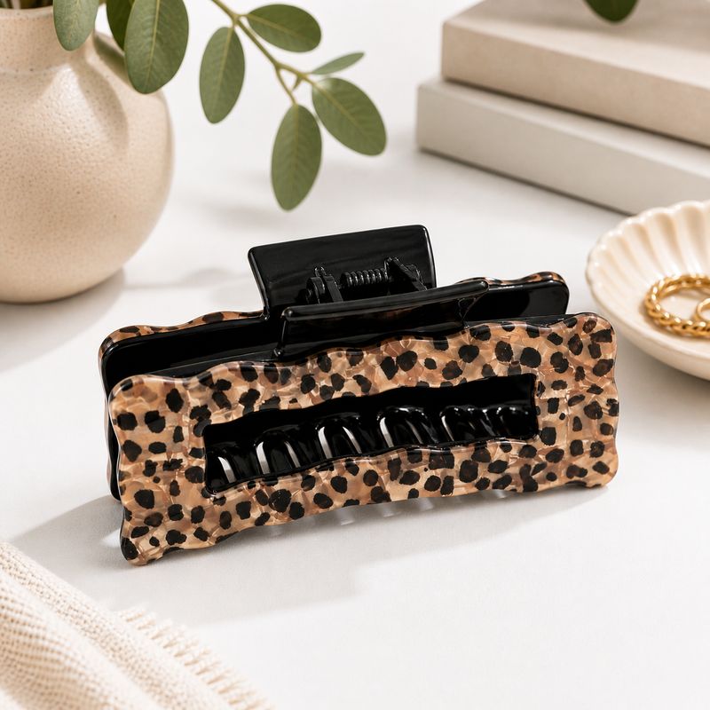 Leopard Print And Black Hair Claw Clip Leopard Print And Black Hair Claw Clip