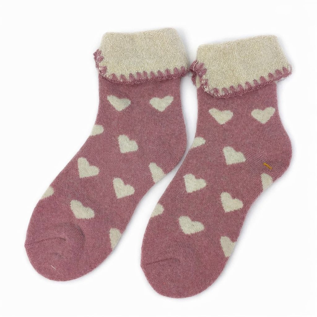 Pink Heart Cosy Cuff Socks