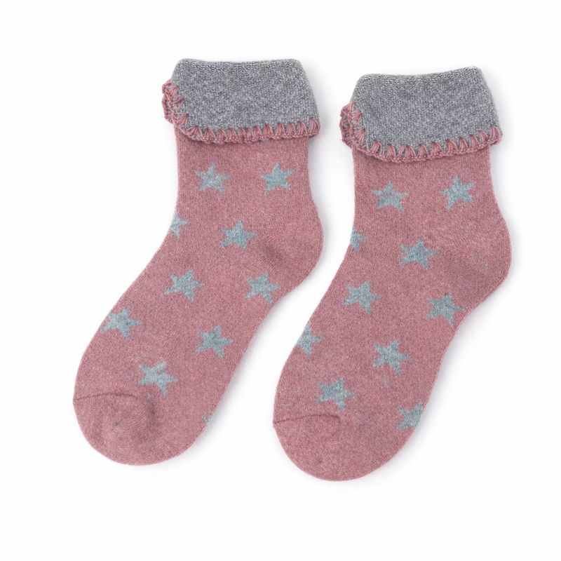 Pink And Grey Star Cuff Socks Pink And Grey Star Cuff Socks