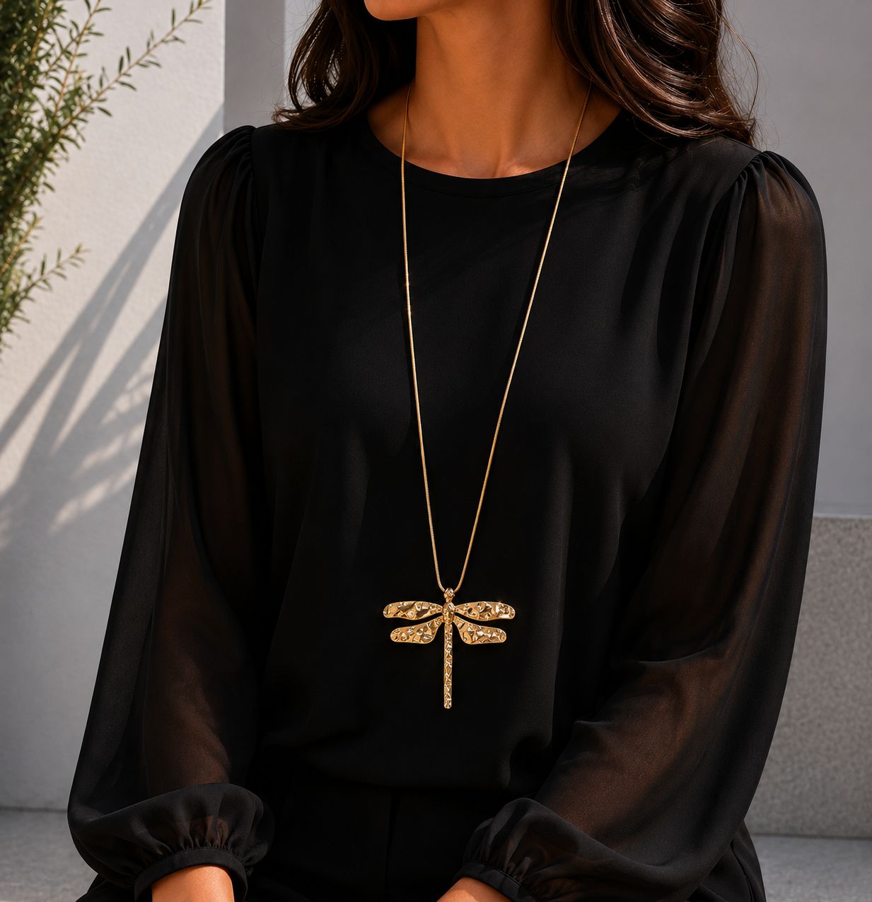 Long Gold Dragonfly Pendant Long Gold Dragonfly Pendant
