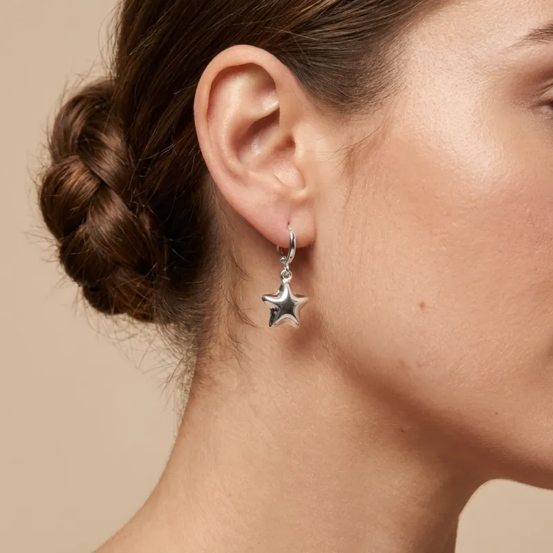 Silver Bubble Star Earrings Silver Bubble Star Earrings