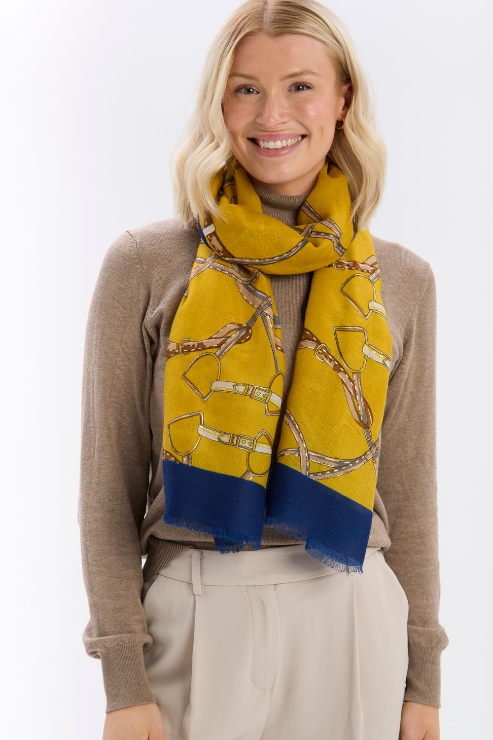 Yellow, Blue &amp; Gold Buckle Scarf