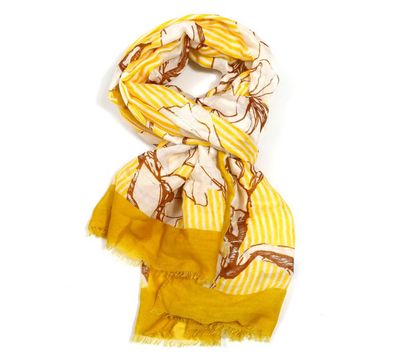 Silver Foil Yellow Lillies Scarf
