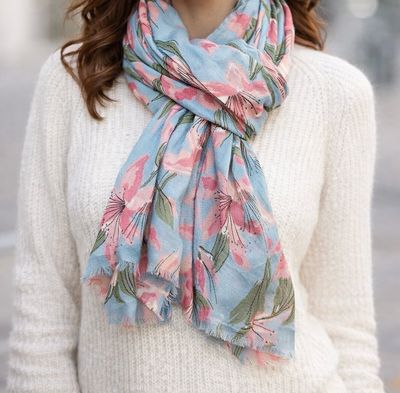 Lilies Scarf - Blue
