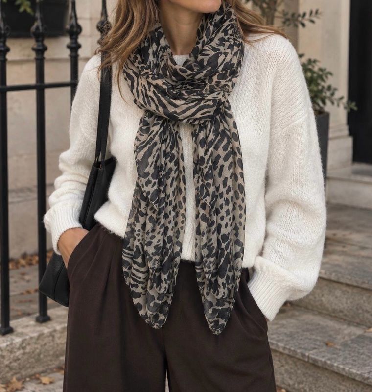 Animal Print Scarf - Black Animal Print Scarf - Black