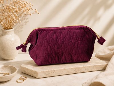 Berry Quilted Cosmetic Bag - Large Berry Quilted Cosmetic Bag - Large