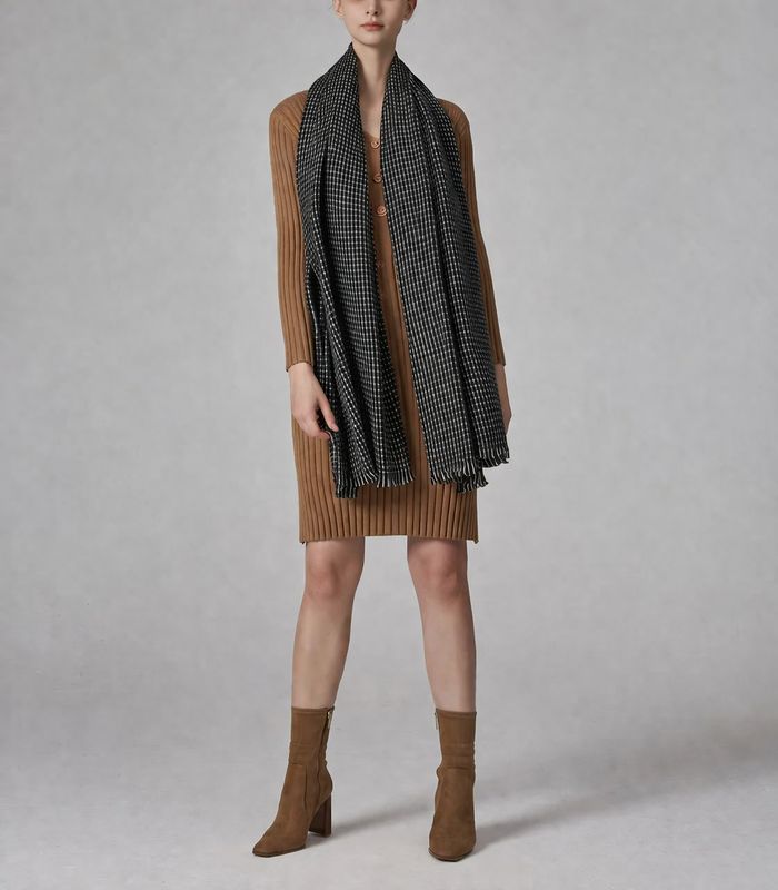 Medium Weight Black And White Check Scarf Medium Weight Black And White Check Scarf