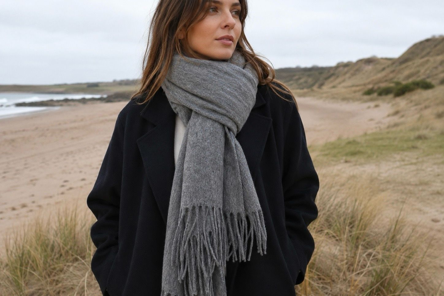 Wool Mix Grey Winter Scarf Wool Mix Grey Winter Scarf