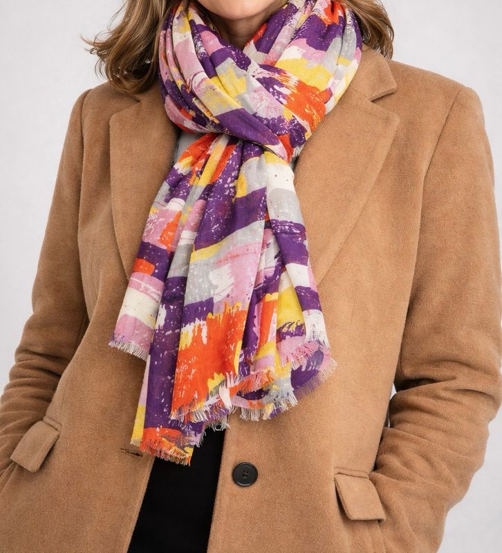 Abstract Blocks Scarf - Purple And Orange Tones