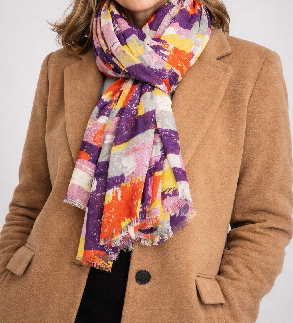 Abstract Blocks Scarf - Purple And Orange Tones Abstract Blocks Scarf - Purple And Orange Tones