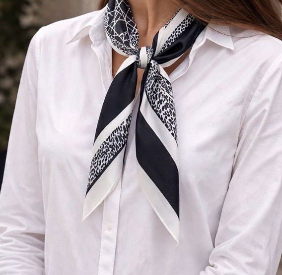 Lightweight Square Scarf - Black And White Pattern