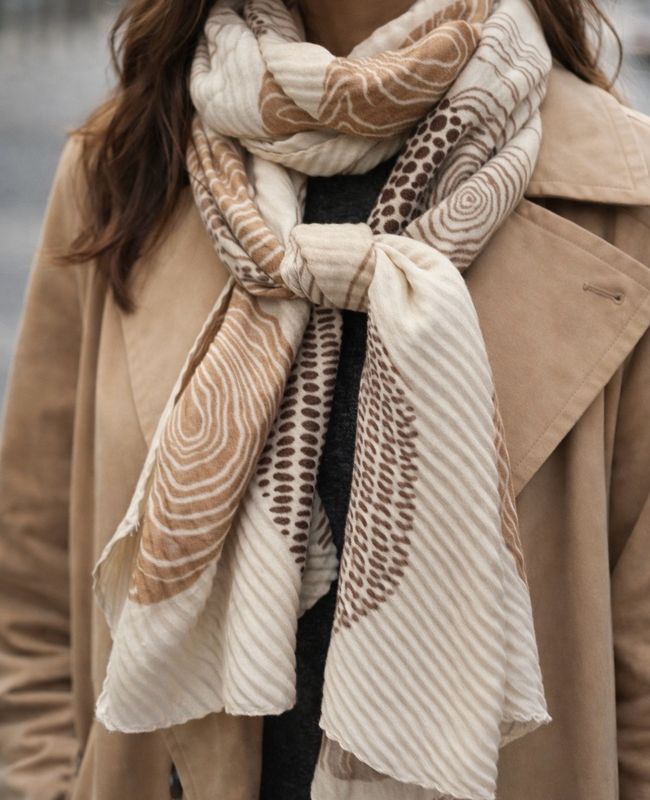New! Abstract Circle Scarf - Beige New! Abstract Circle Scarf - Beige