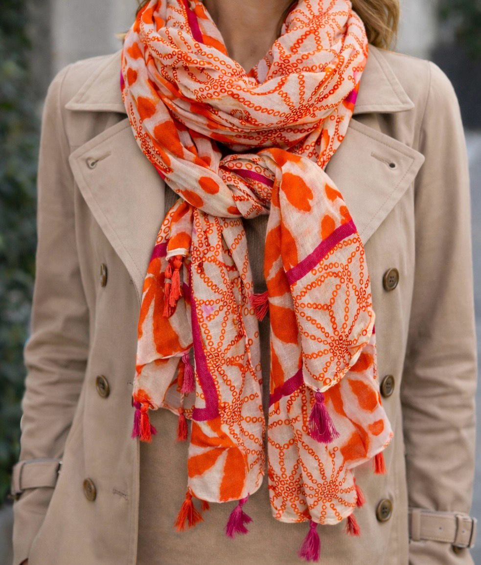 New! Pink And Orange Tassel Scarf New! Pink And Orange Tassel Scarf