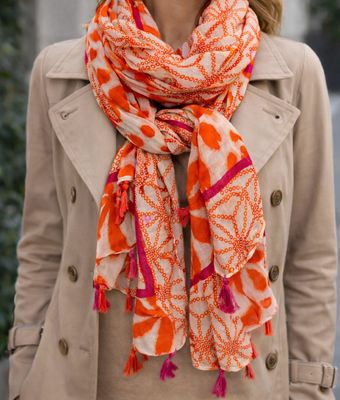 New! Pink And Orange Tassel Scarf New! Pink And Orange Tassel Scarf