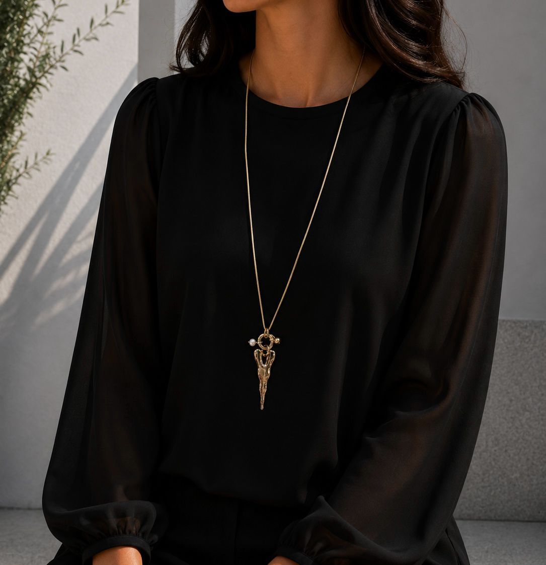 Long Gold Heart Pendant Long Gold Heart Pendant