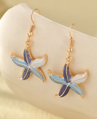 Blue Starfish Drop Earrings