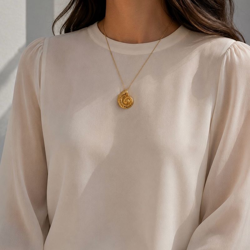 Stainless Steel Gold Plated Shell Necklace