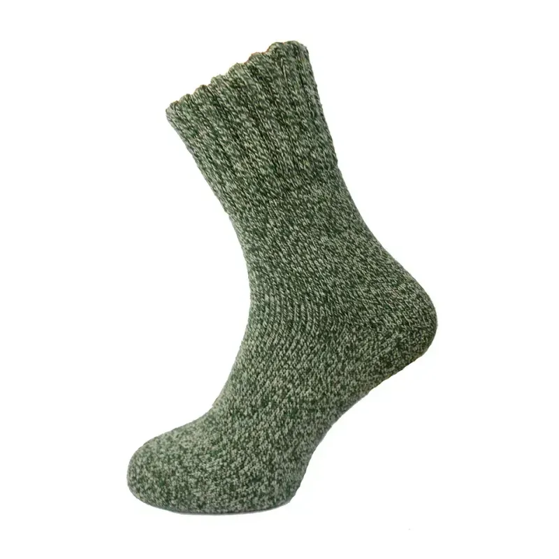 Plain Green Wool Blend Socks
