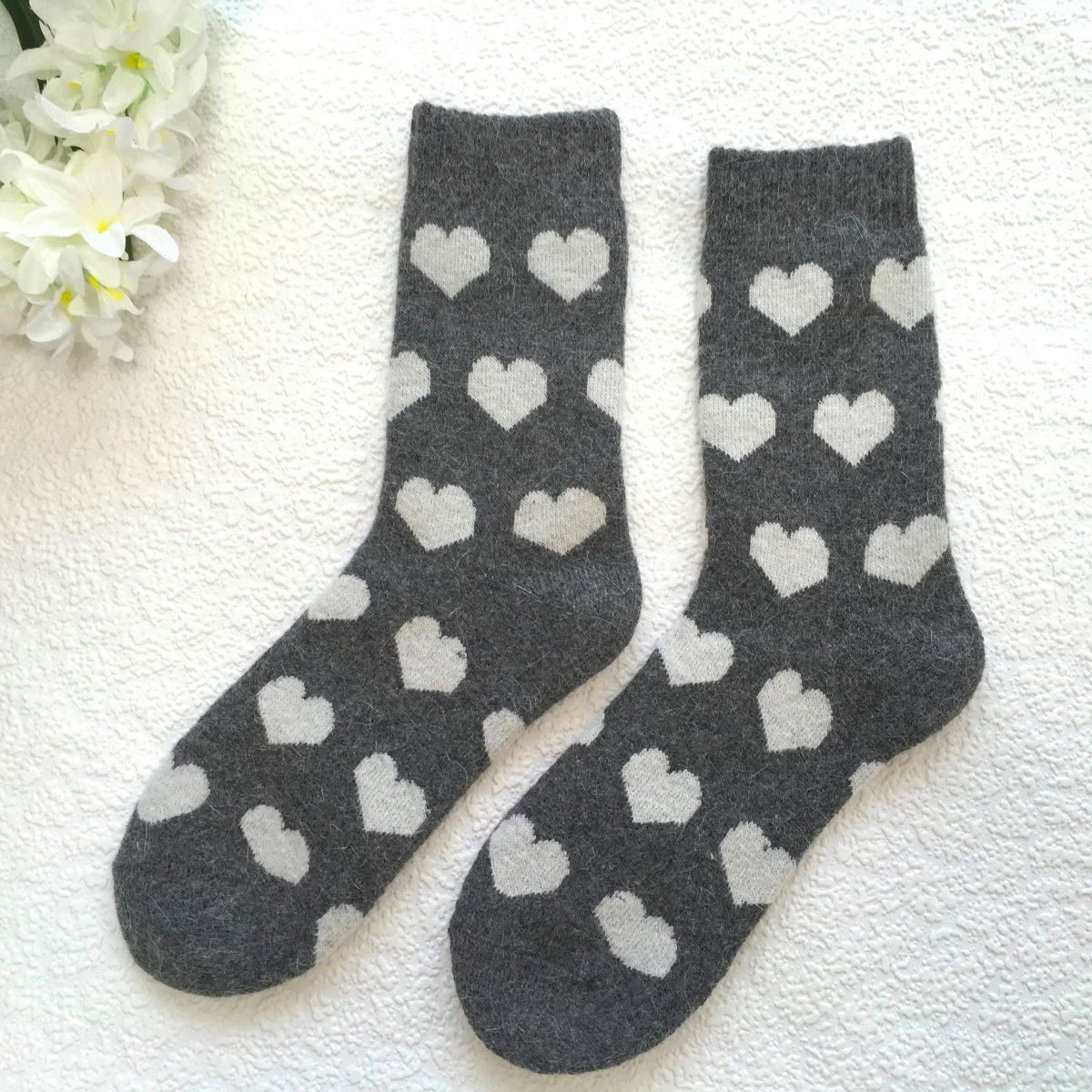 Heart Wool Blend Socks - Dark Grey Heart Wool Blend Socks - Dark Grey