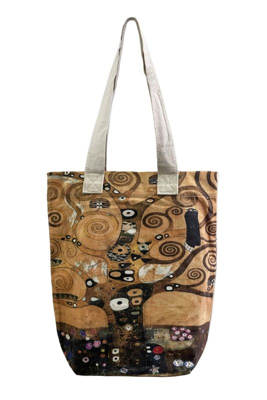 Cotton Printed Tote Bag - Klimt Tree Of Life Print