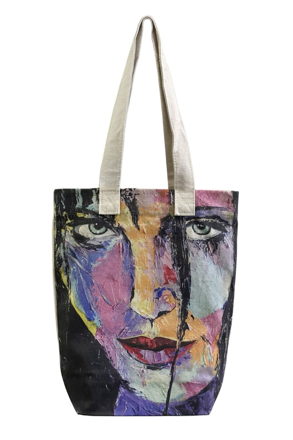 Cotton Printed Tote Bag - Women Impasto Painting Cotton Printed Tote Bag - Women Impasto Painting