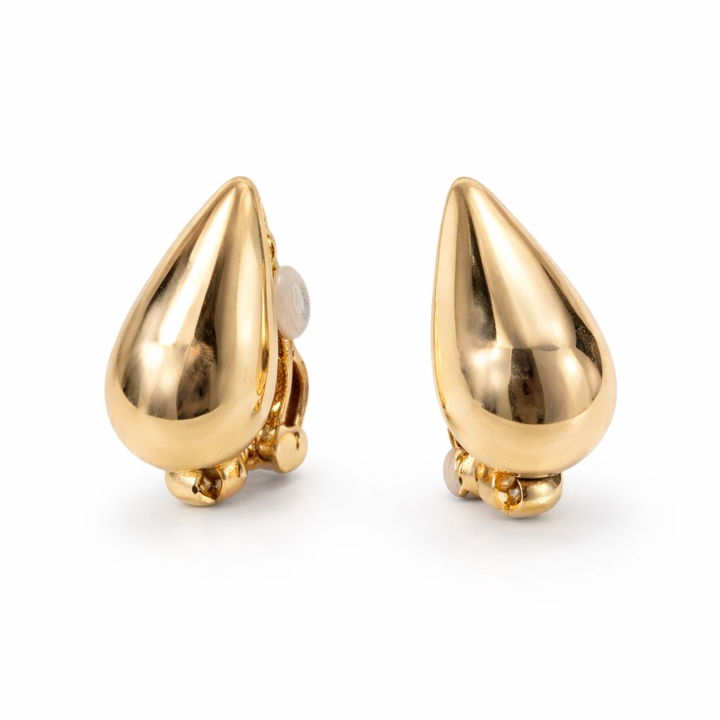 Gold Teardrop Clip On Earrings Gold Teardrop Clip On Earrings
