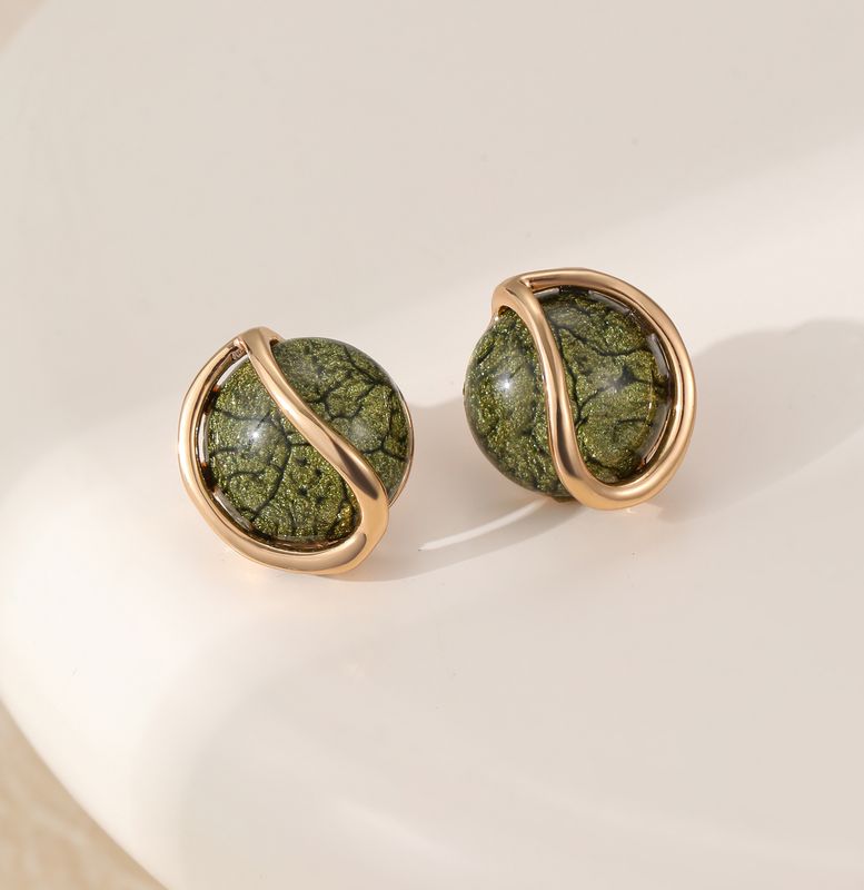 Gold And Green Earrings