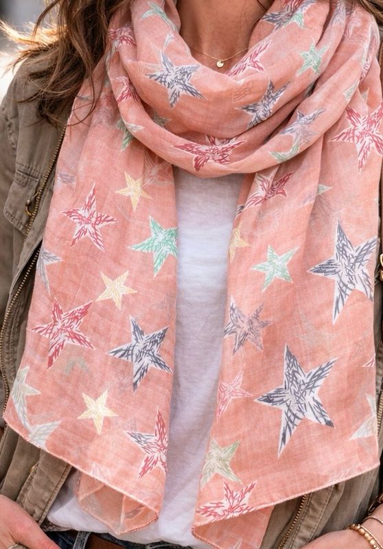Multi Star Scarf - Pink