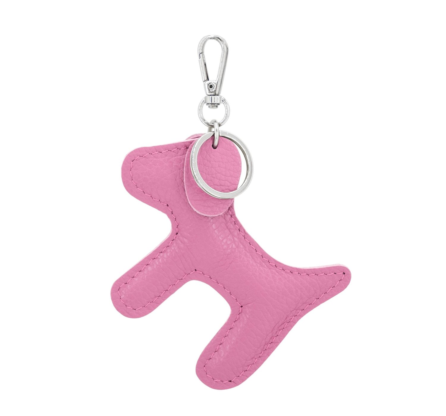 Leather Dog Keyring - Bubblegum