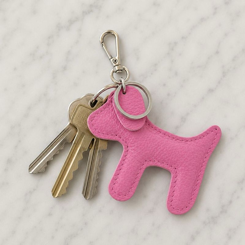 Leather Dog Keyring - Bubblegum