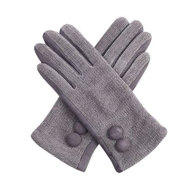 Grey Button Gloves Grey Button Gloves