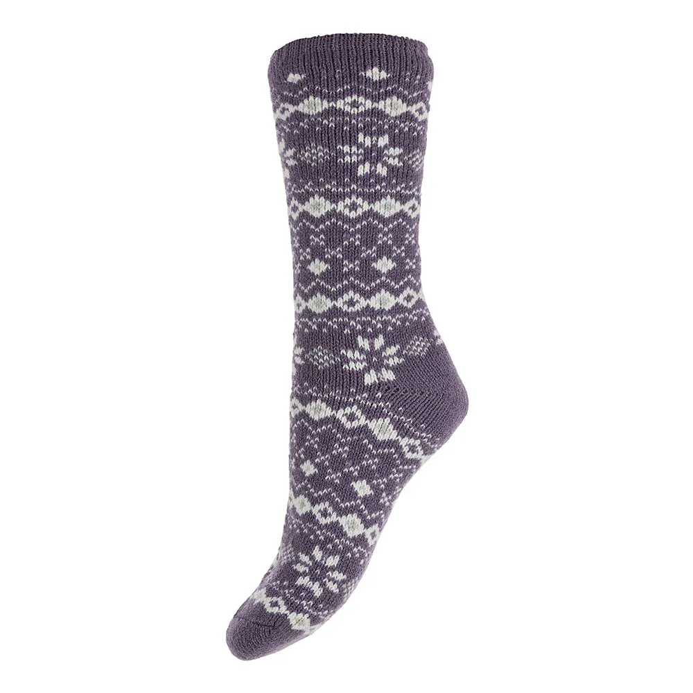 Purple Nordic Patterned Thermal Socks