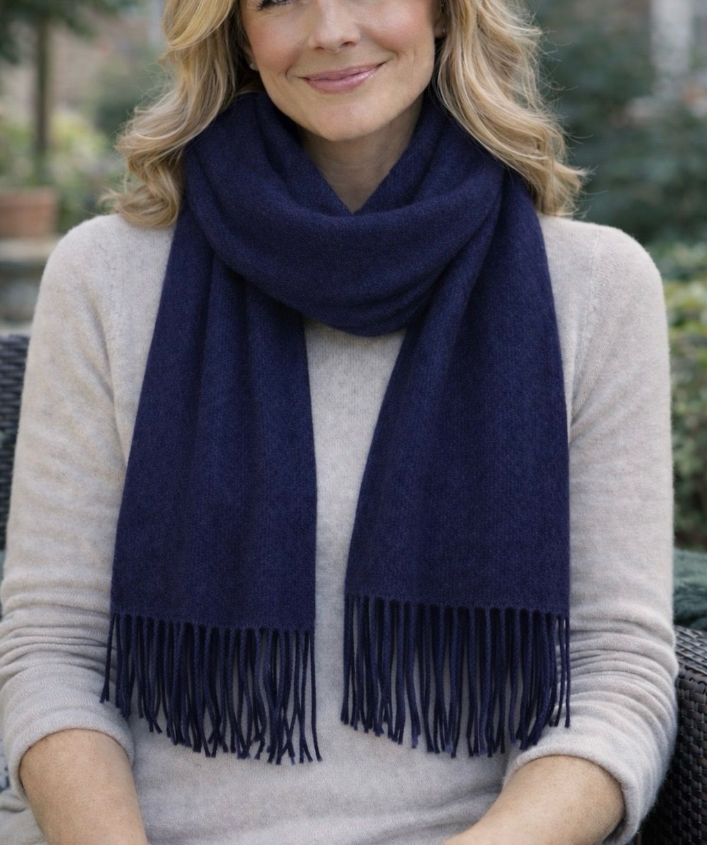 NEW! Medium Weight Plain Navy Scarf