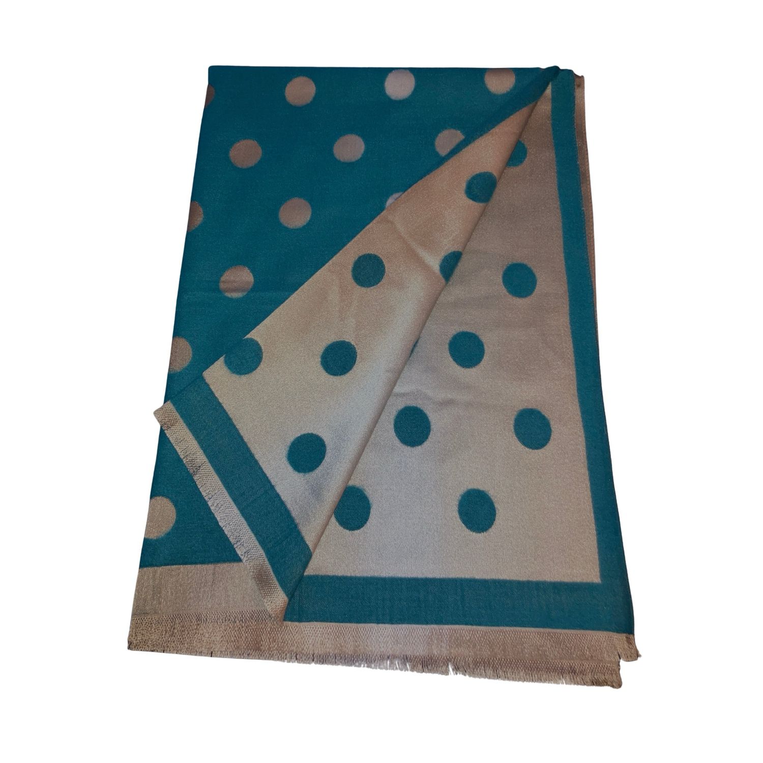 Medium Weight Teal Spot Scarf With Satin Look Border