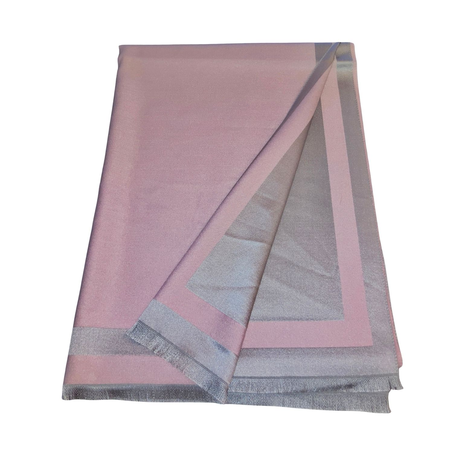 Medium Weight Plain Denim Pink Scarf With Satin Look Border