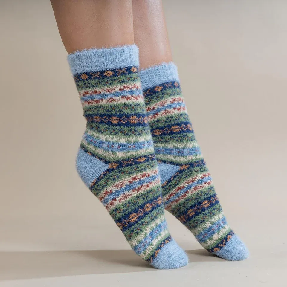 Scandi Patterend Wool Blend Socks