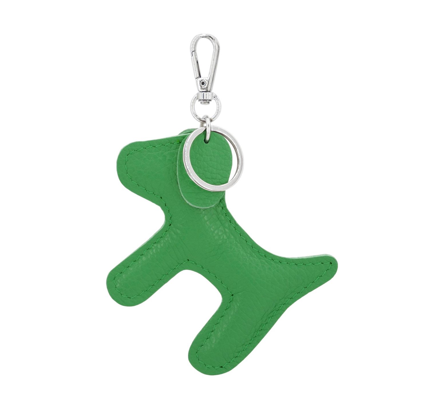 Leather Dog Keyring - Green