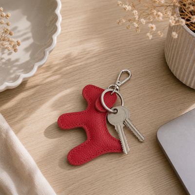 Leather Dog Keyring - Red Leather Dog Keyring - Red