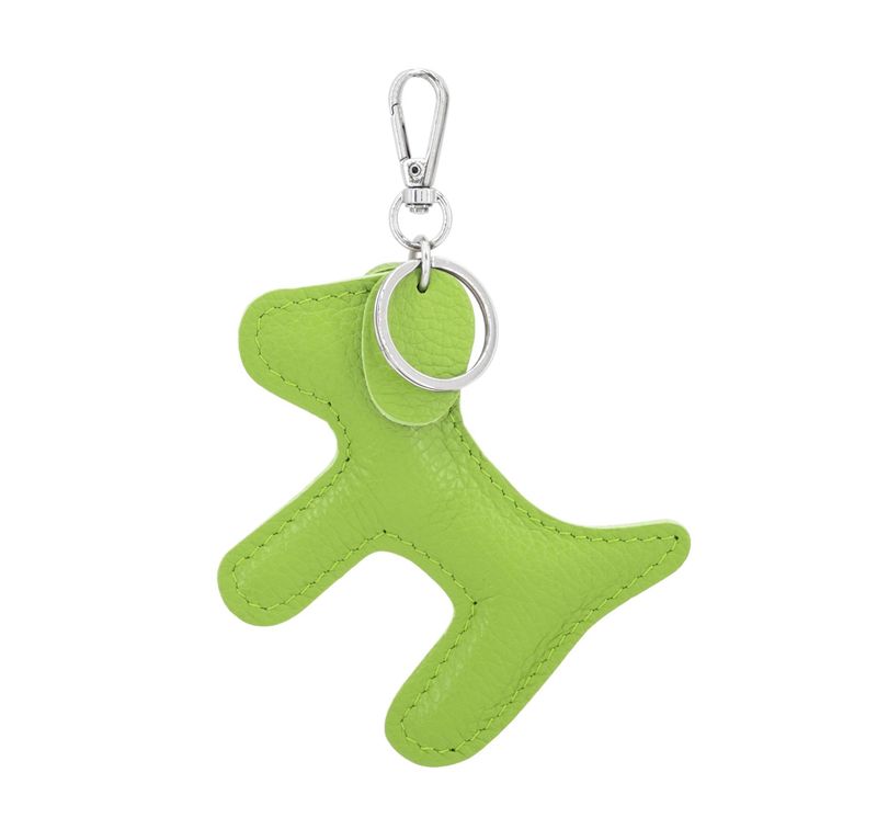 Leather Dog Keyring - Apple Green