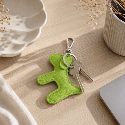 Leather Dog Keyring - Apple Green