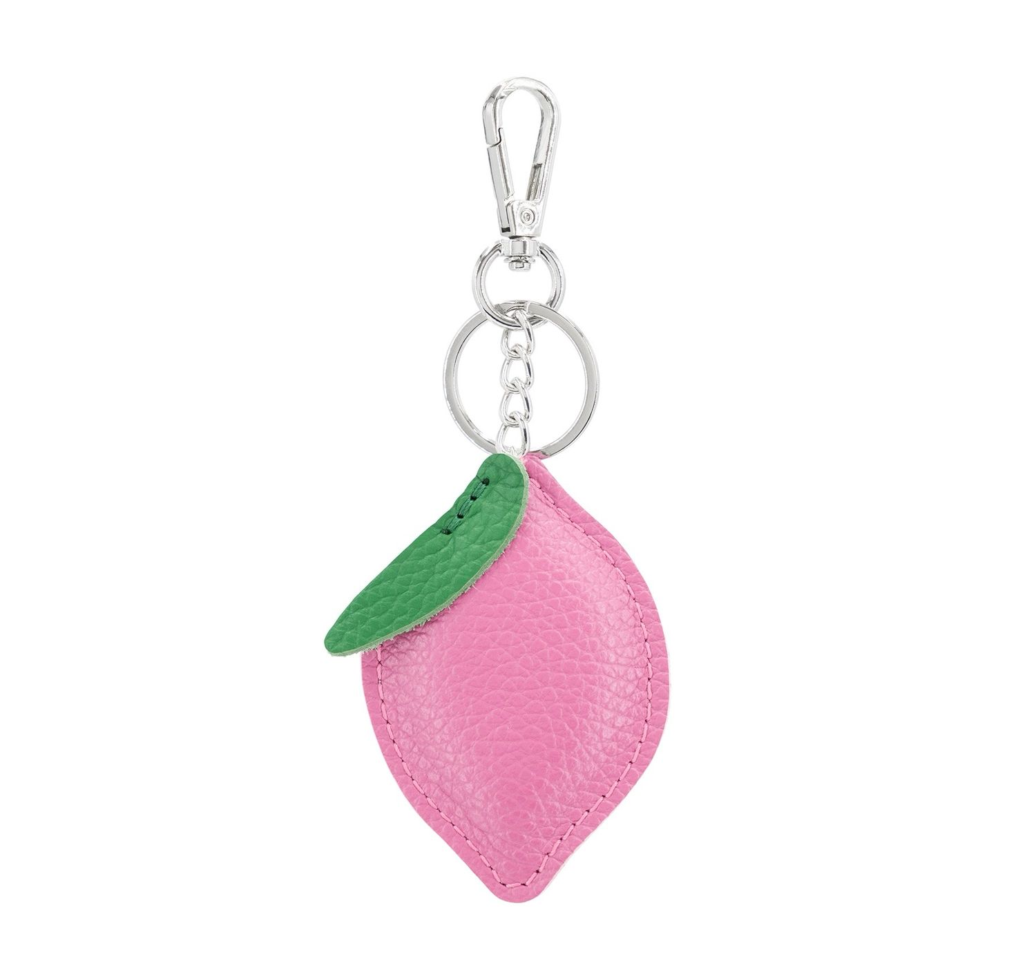 Leather Lemon Keyring - Pink