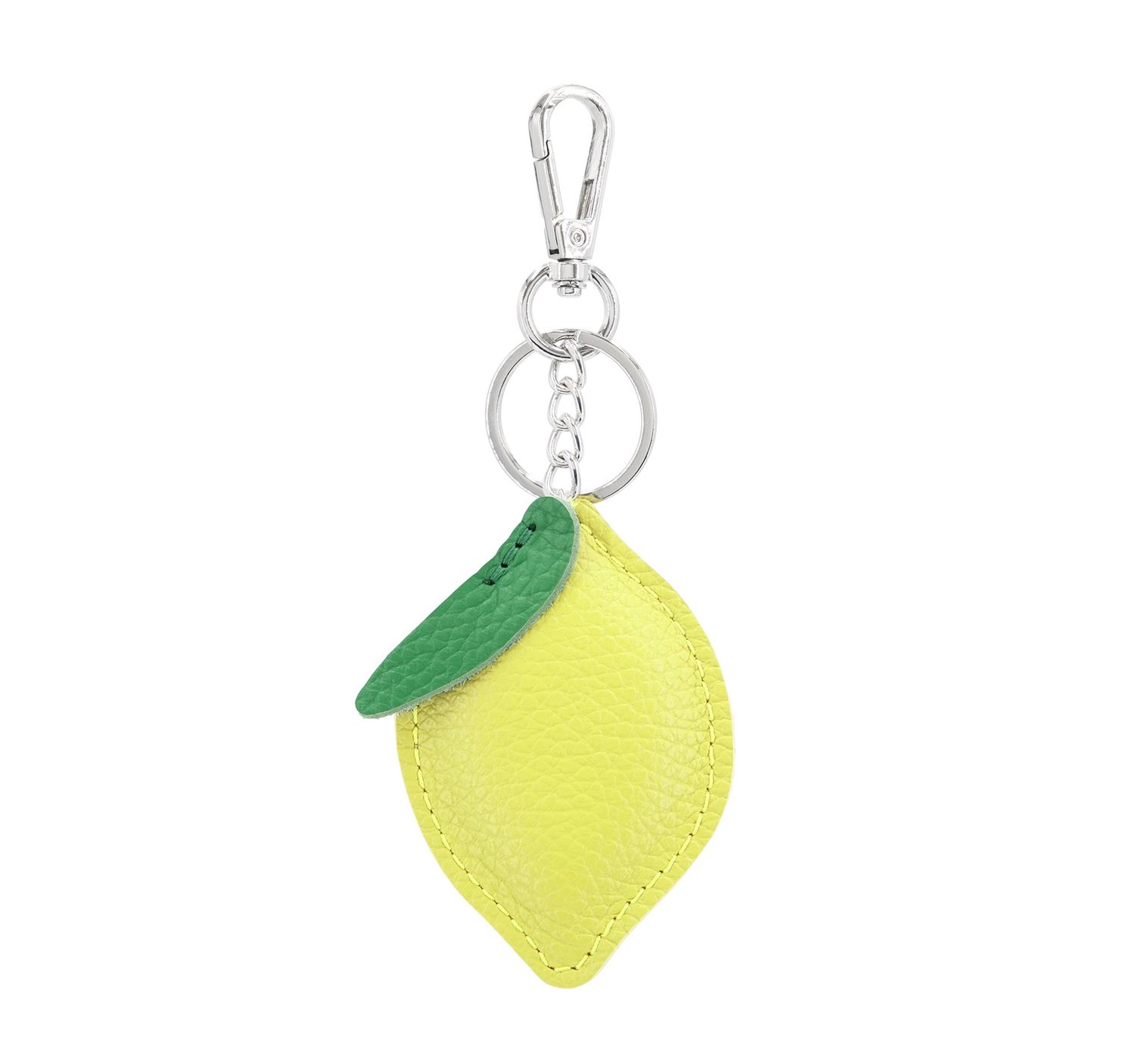 Leather Lemon Keyring - Yellow