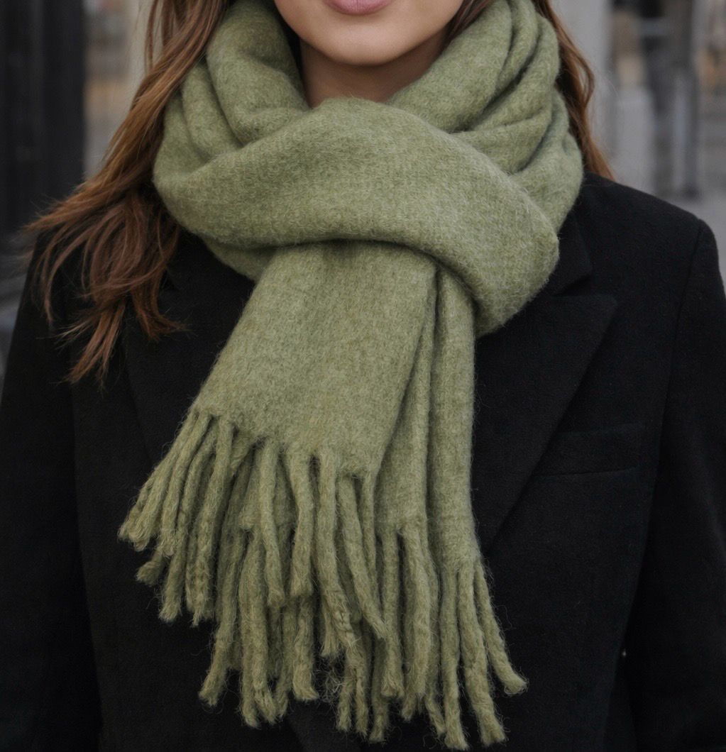 Chunky Plain Scarf - Green